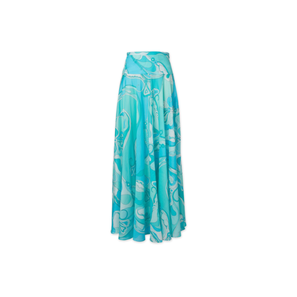 PUCCI ORCHIDEE HIGH-RISE COTTON MAXI SKIRT IN BLUE